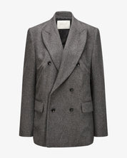 Virgin Wool Blazer "Grace" - Grey Herringbone