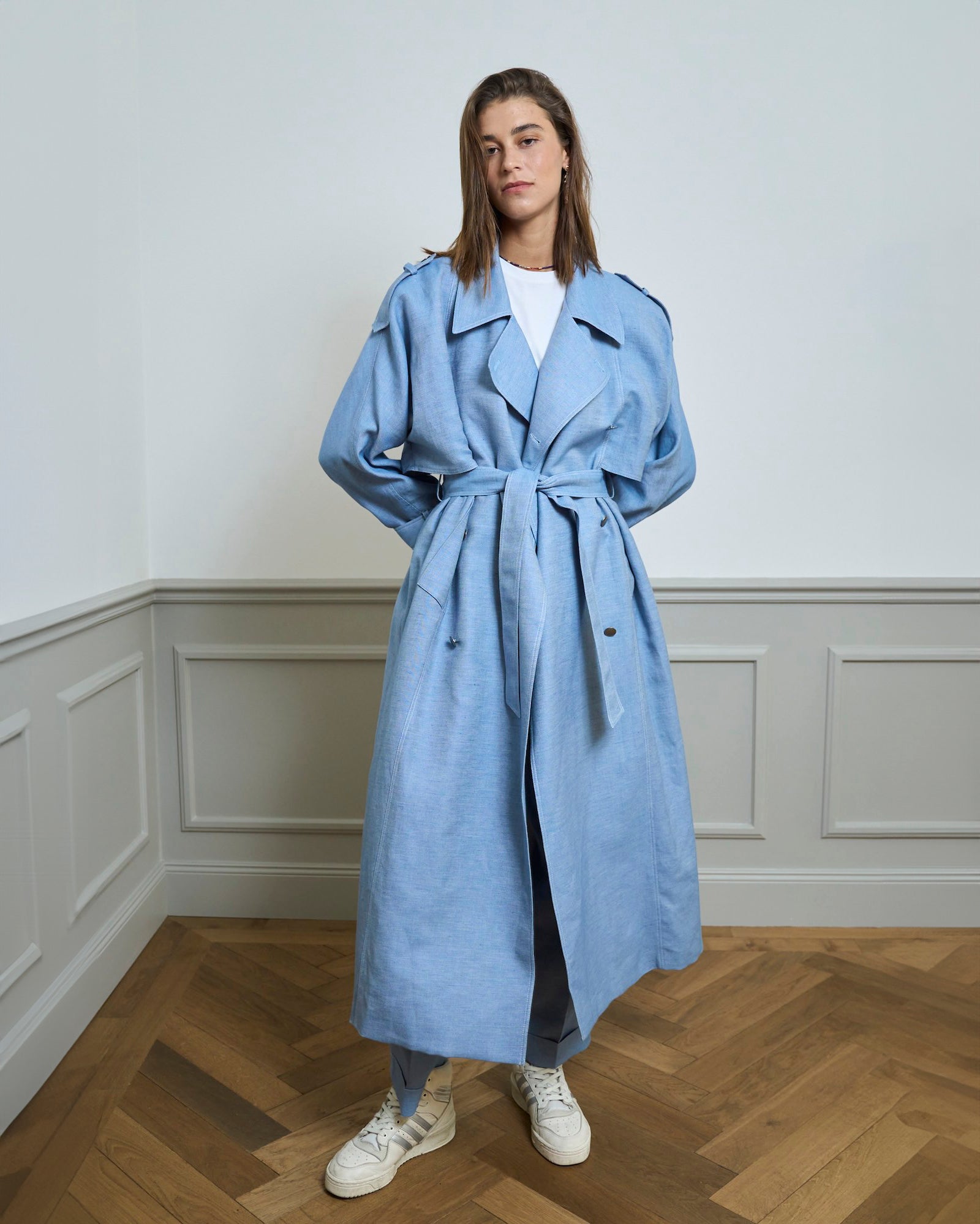 Denim Trench Coat “Katy” - Light Blue