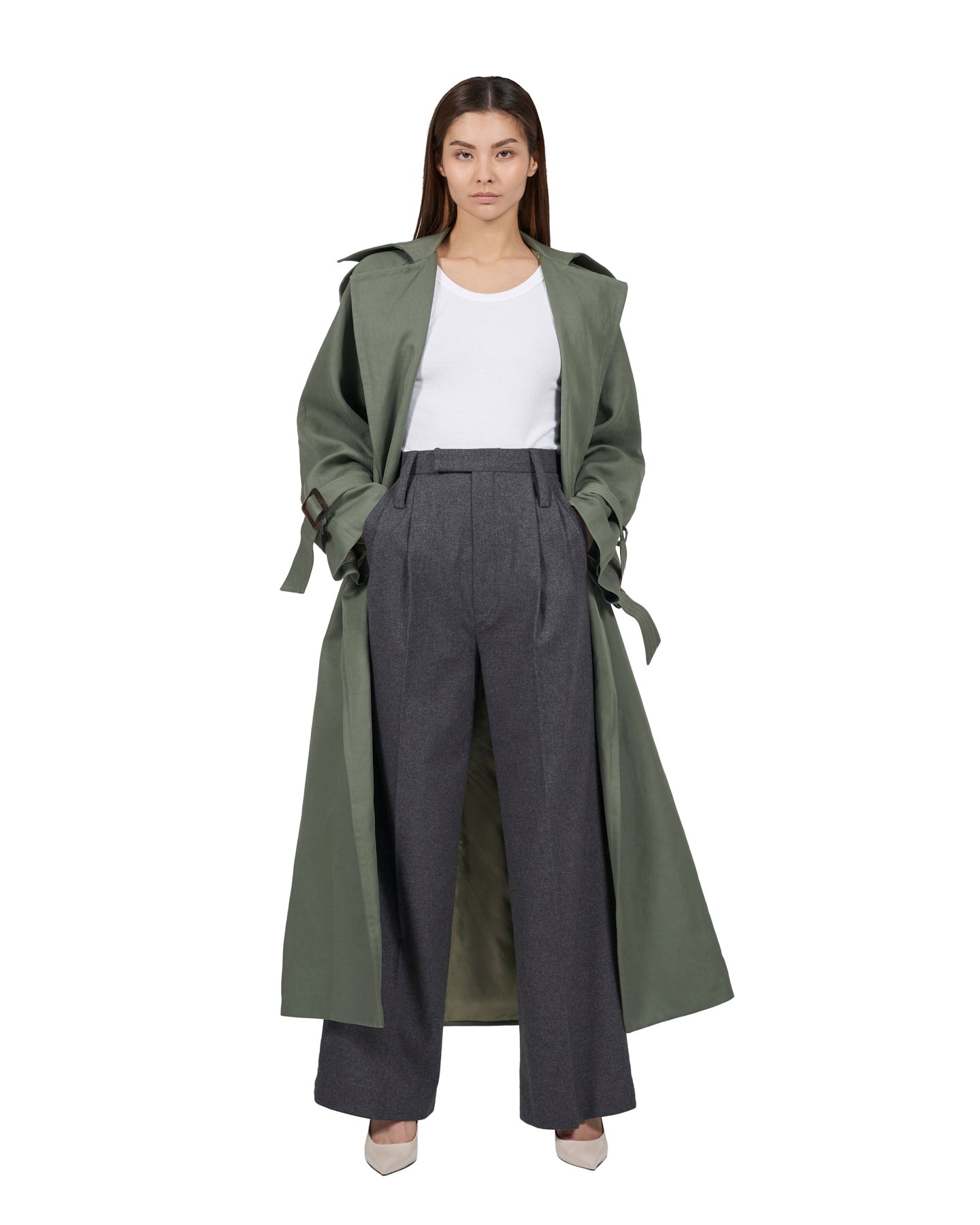 Oversized trench coat "Kate" - Sage