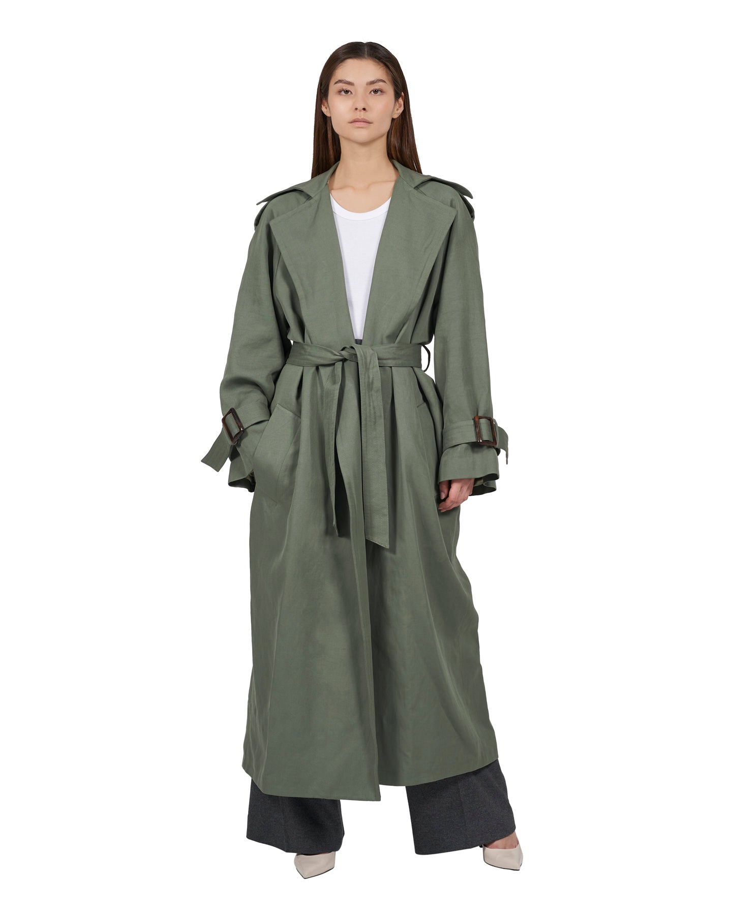 Oversized trench coat "Kate" - Sage