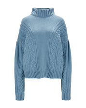 Cable Knit Cashmere Sweater "Karen" - Blue