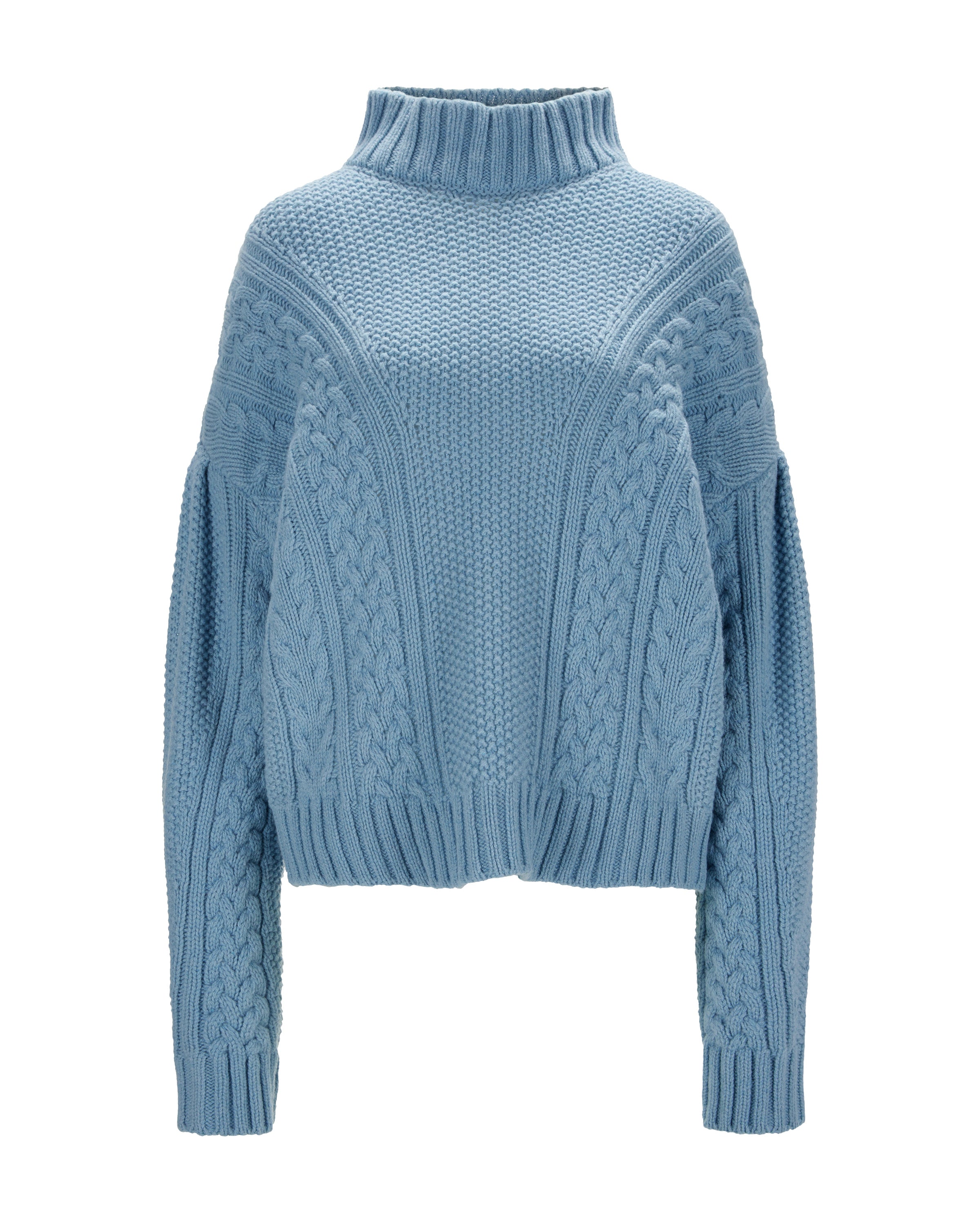 Cable Knit Cashmere Sweater "Karen" - Blue