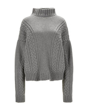 Cable Knit Cashmere Sweater "Karen" - Gray Melange