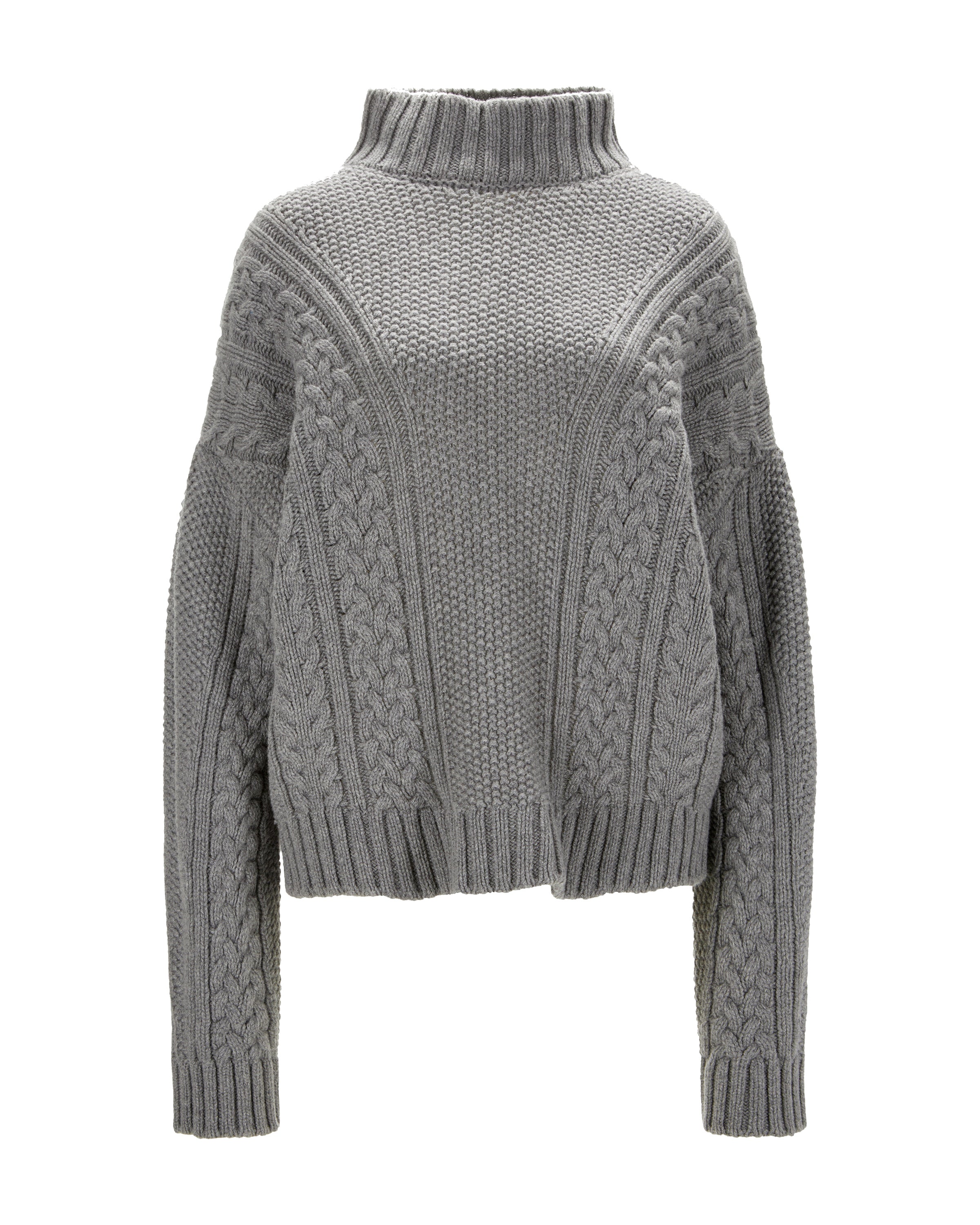 Cable Knit Cashmere Sweater "Karen" - Gray Melange