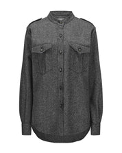 Virgin Wool Blouse "Elle" - Herringbone Black & White