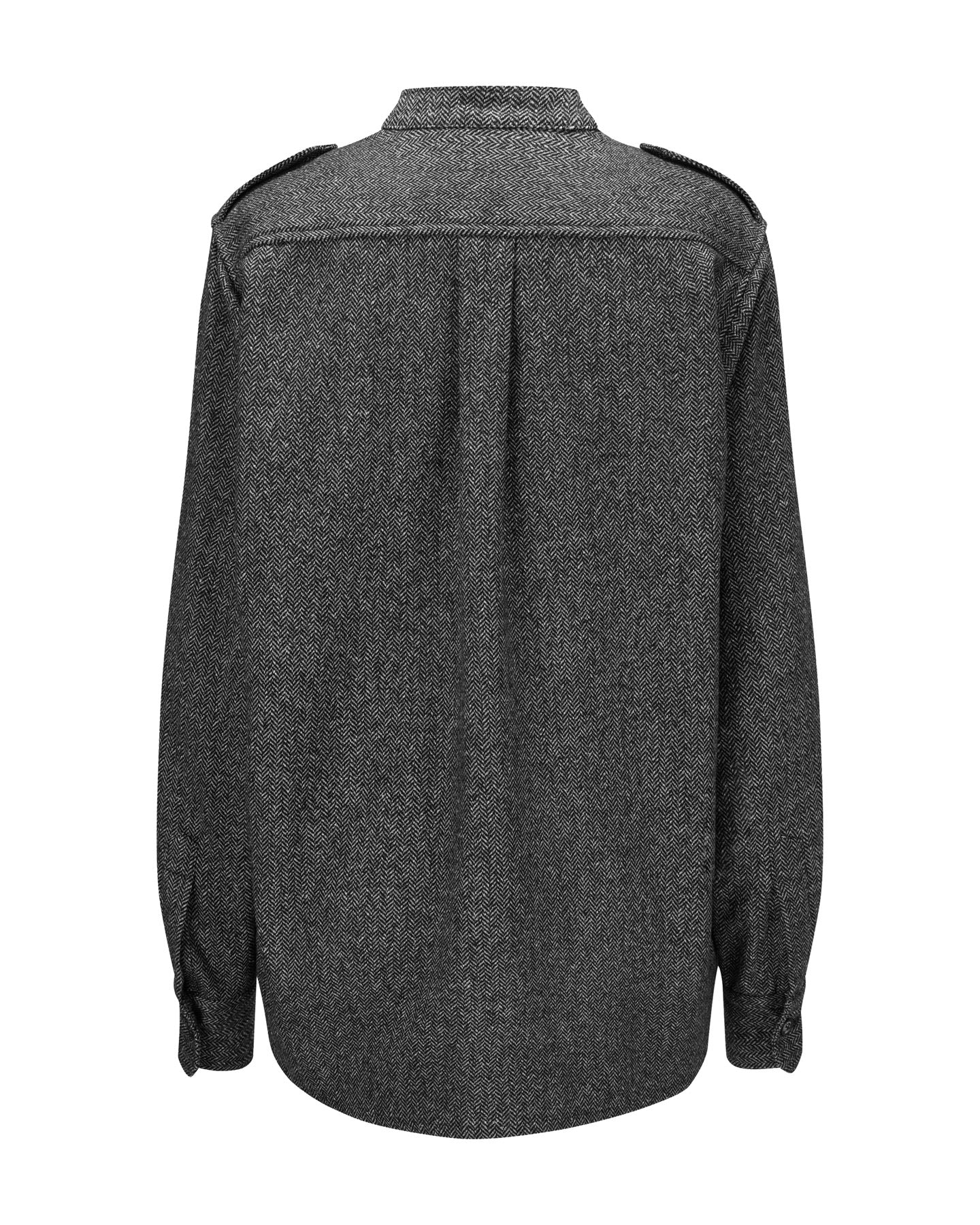 Virgin Wool Blouse "Elle" - Herringbone Black & White
