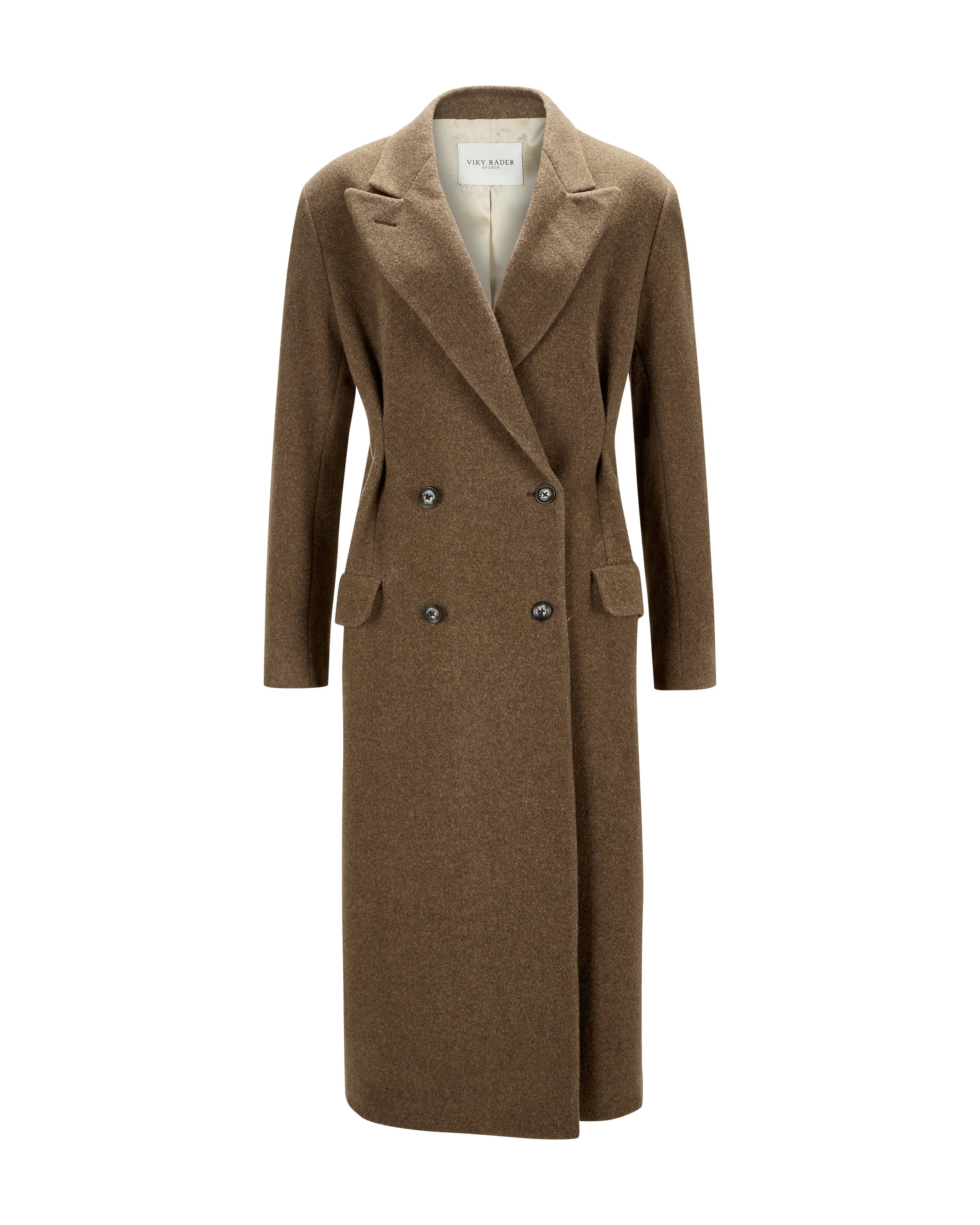 Virgin Wool Coat "Cindy" - Brown Structure