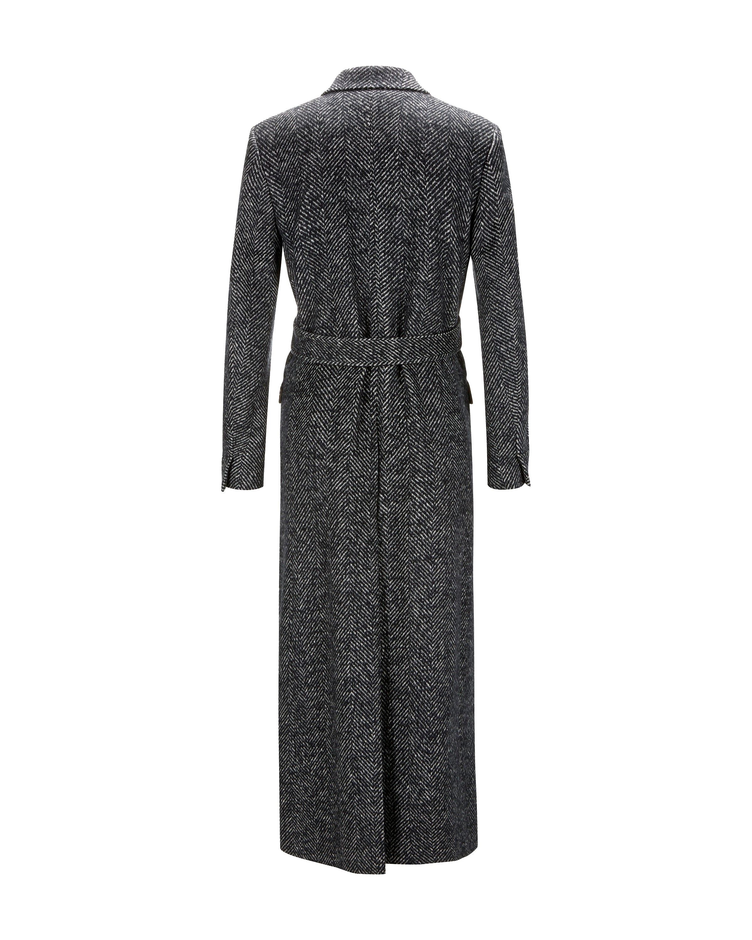 Virgin Wool Coat "Julia" - Herringbone Black & White