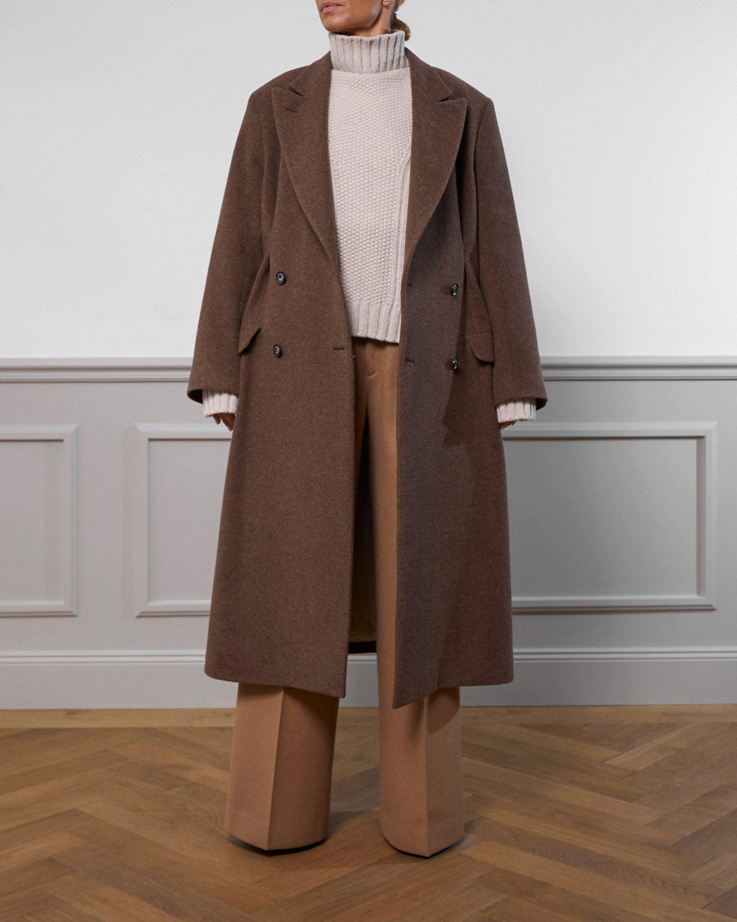 Virgin Wool Coat "Cindy" - Brown Structure