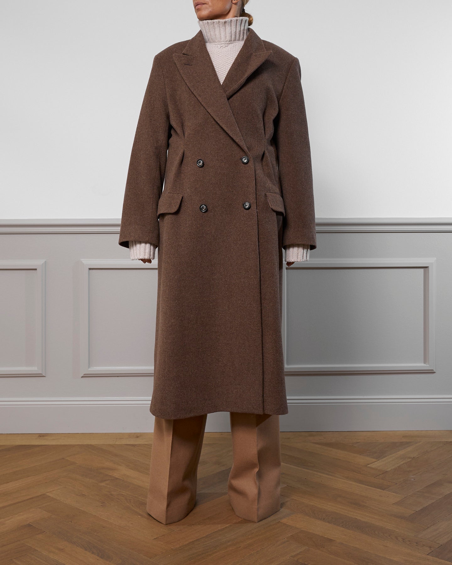 Virgin Wool Coat "Cindy" - Brown Structure