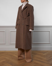 Virgin Wool Coat "Cindy" - Brown Structure