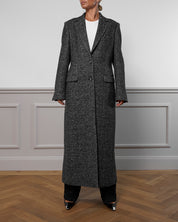 Virgin Wool Coat "Julia" - Herringbone Black & White