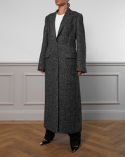 Virgin Wool Coat "Julia" - Herringbone Black & White