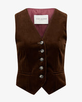 70s Velvet Vest "Bianca" - Chocolate