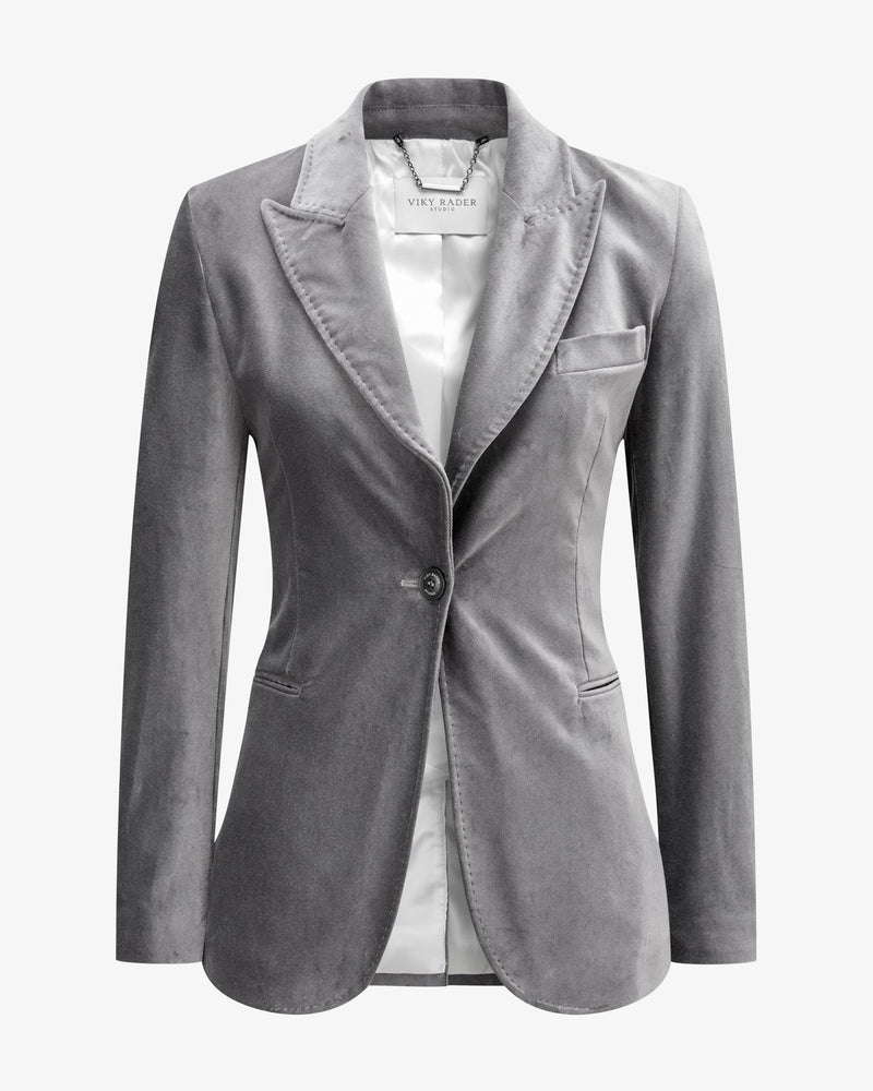 Velvet Blazer "Naomi" - Silver Grey