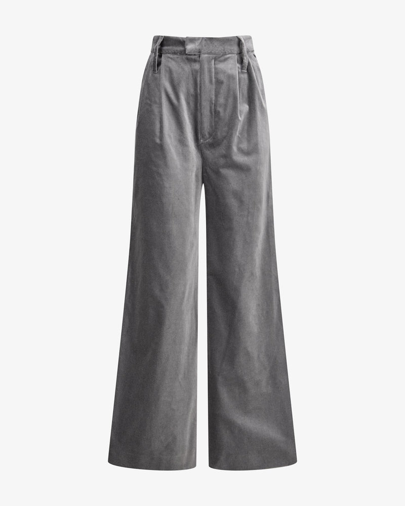Velvet Pants "Marlene" - Silver Grey