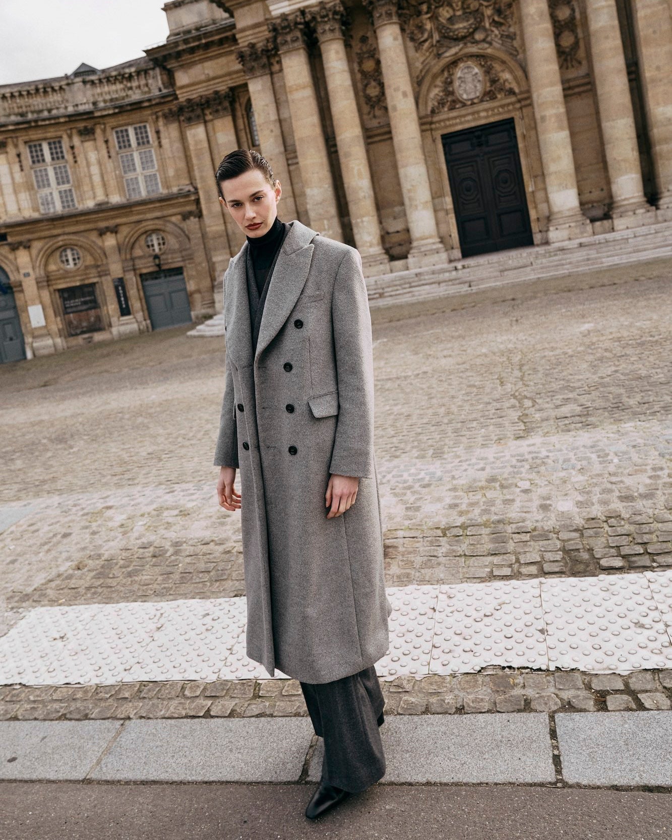 Alpaca Wool Coat Humphrey Grey Melange