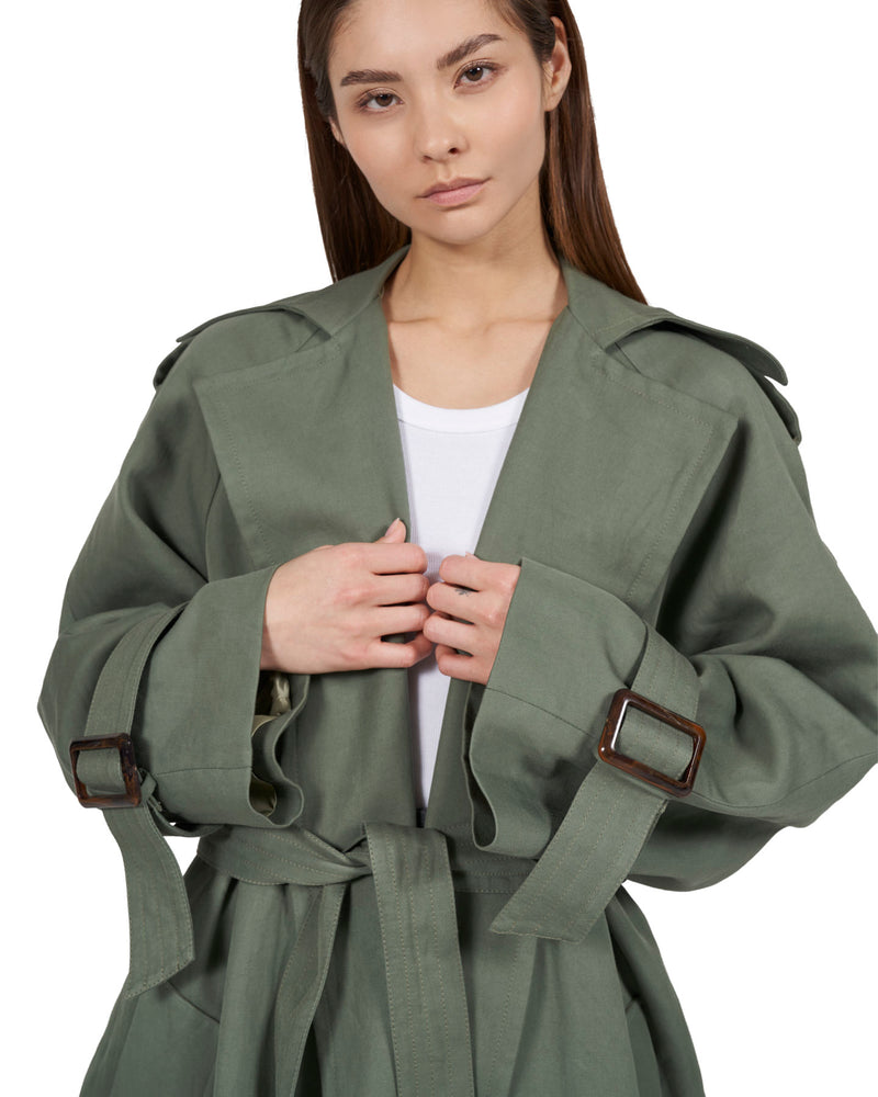 <transcy>Oversize trench coat "Kate" - Sage</transcy>