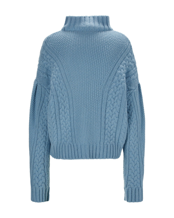 Cable Knit Cashmere Sweater "Karen" - Blue