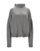 Cable Knit Cashmere Sweater "Karen" - Grey Melange