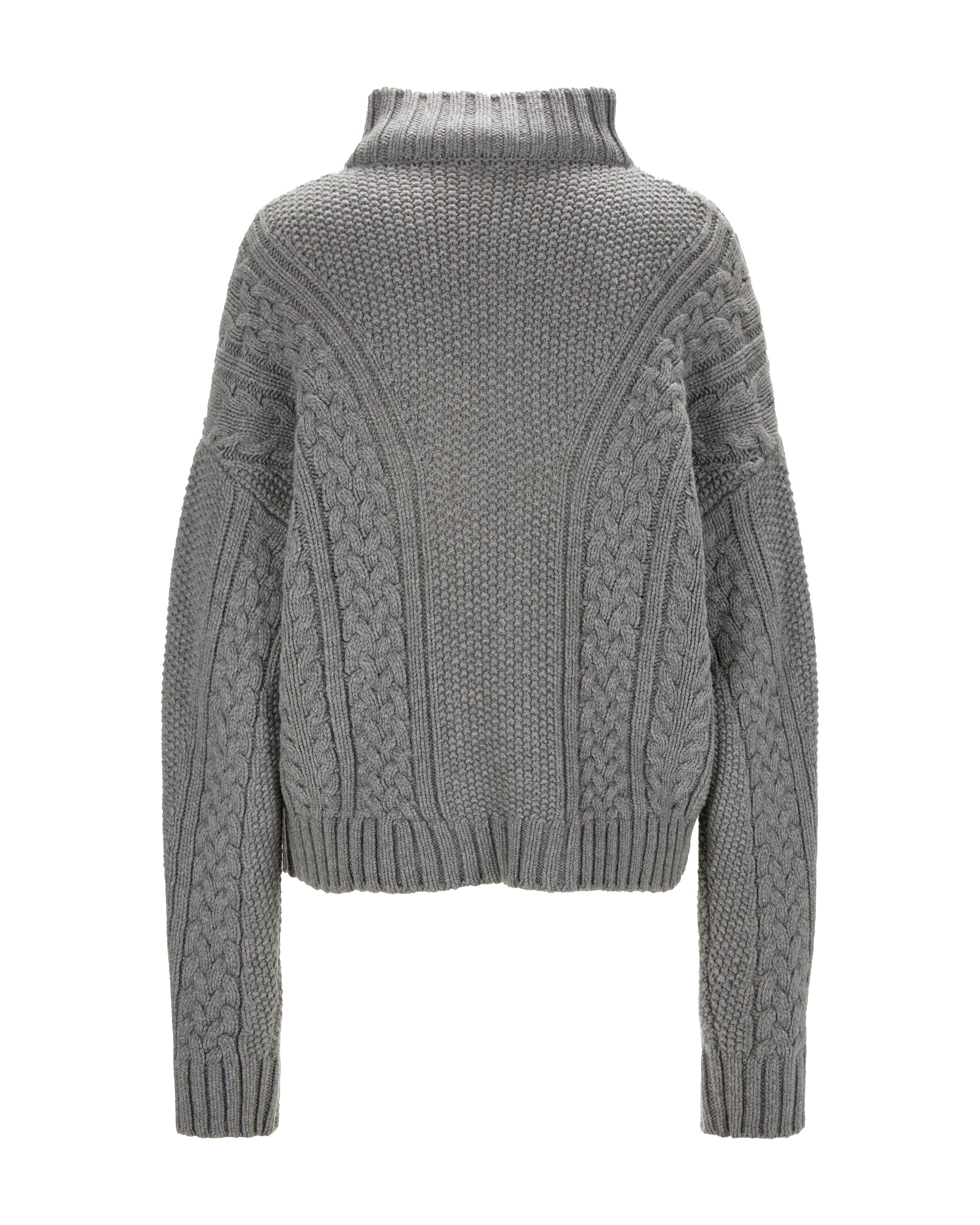 Cable Knit Cashmere Sweater "Karen" - Gray Melange
