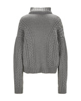 Cable Knit Cashmere Sweater "Karen" - Grey Melange