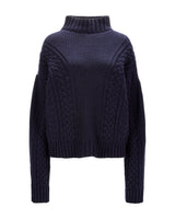 Cable Knit Cashmere Sweater "Karen" - Navy