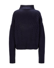 Cable Knit Cashmere Sweater "Karen" - Navy