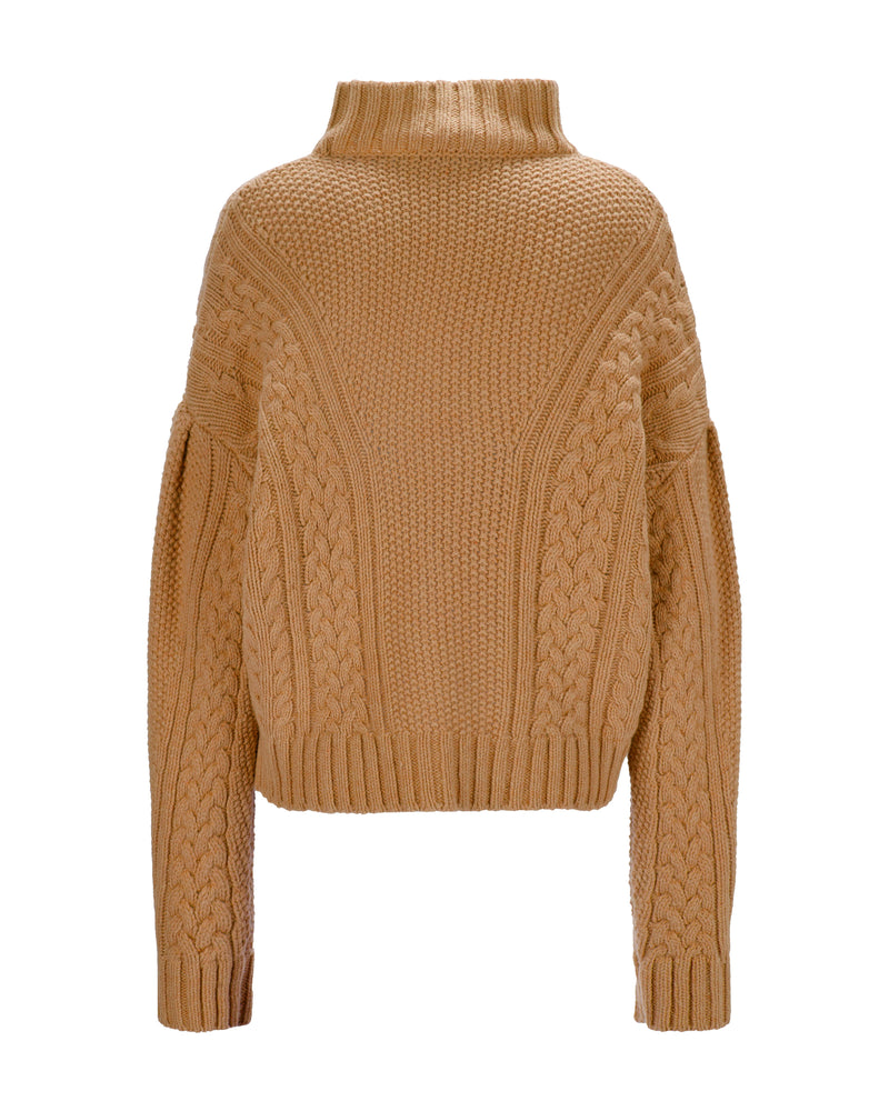 Cable Knit Cashmere Sweater "Karen" - Nougat