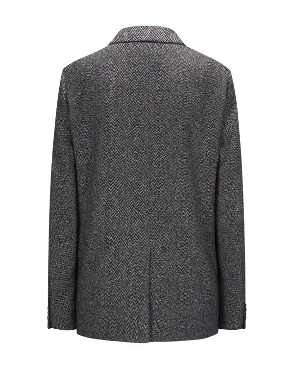 Virgin Wool Blazer "Marlene" - Herringbone Black & White