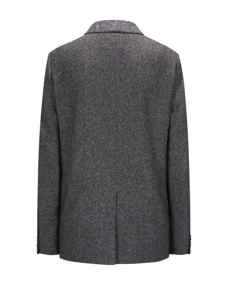 Virgin Wool Blazer "Marlene" - Herringbone Black & White