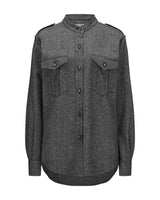 Virgin Wool Blouse "Elle" - Herringbone Black & White