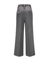 Virgin Wool Pants "Marlene" - Herringbone Black & White