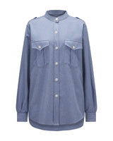 Virgin Wool Blouse "Elle" - Blue
