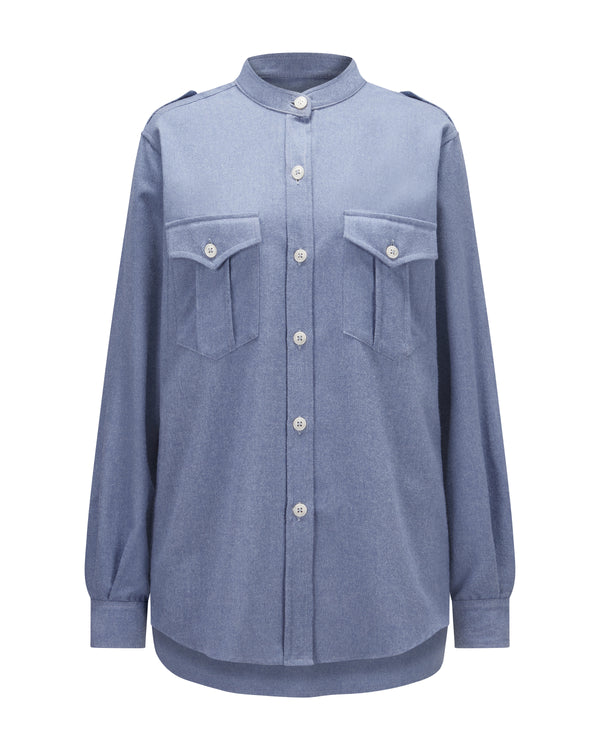 Virgin Wool Blouse "Elle" - Blue