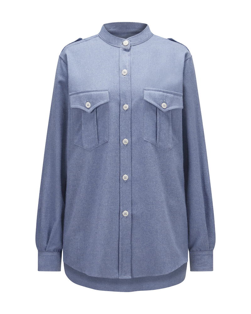 Virgin Wool Blouse "Elle" - Blue