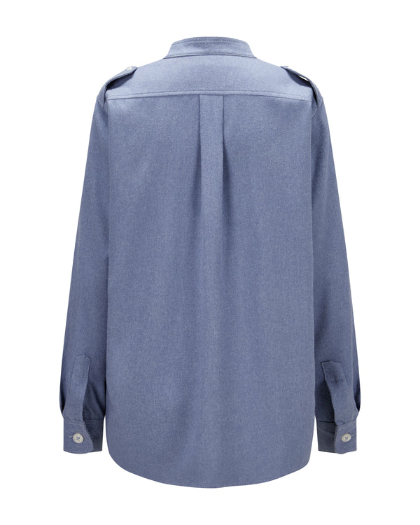 Virgin Wool Blouse "Elle" - Blue