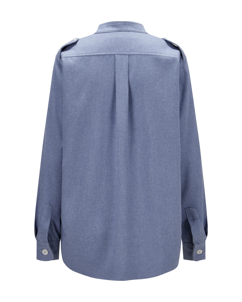 Virgin Wool Blouse "Elle" - Blue