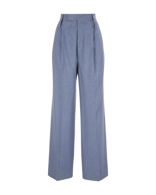 Virgin Wool Pants "Marlene" - Blue