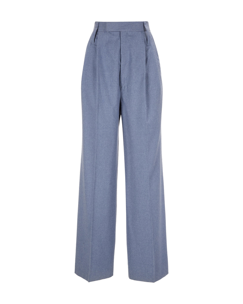 Virgin Wool Pants "Marlene" - Blue