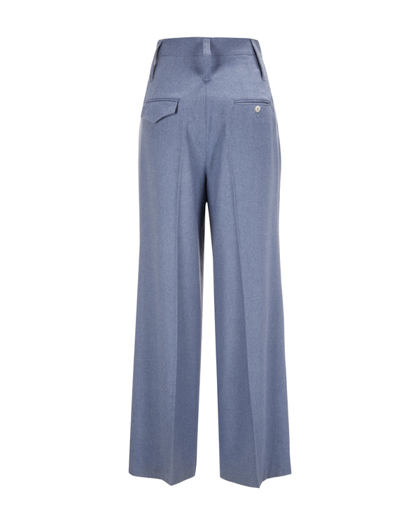 Virgin Wool Pants "Marlene" - Blue