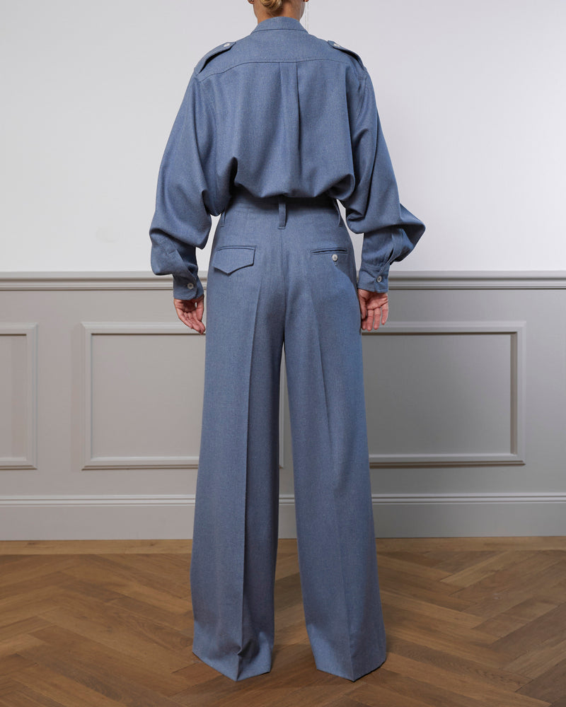 Virgin Wool Blouse "Elle" - Blue