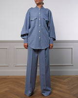 Virgin Wool Blouse "Elle" - Blue