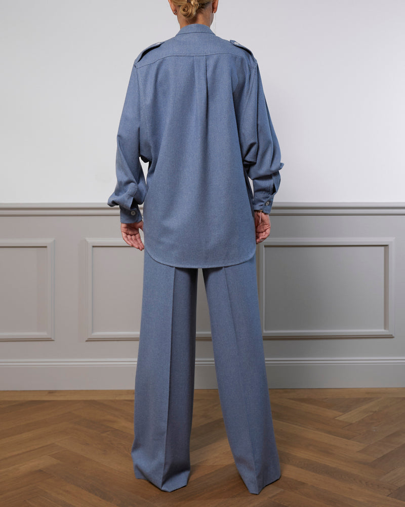 Virgin Wool Blouse "Elle" - Blue