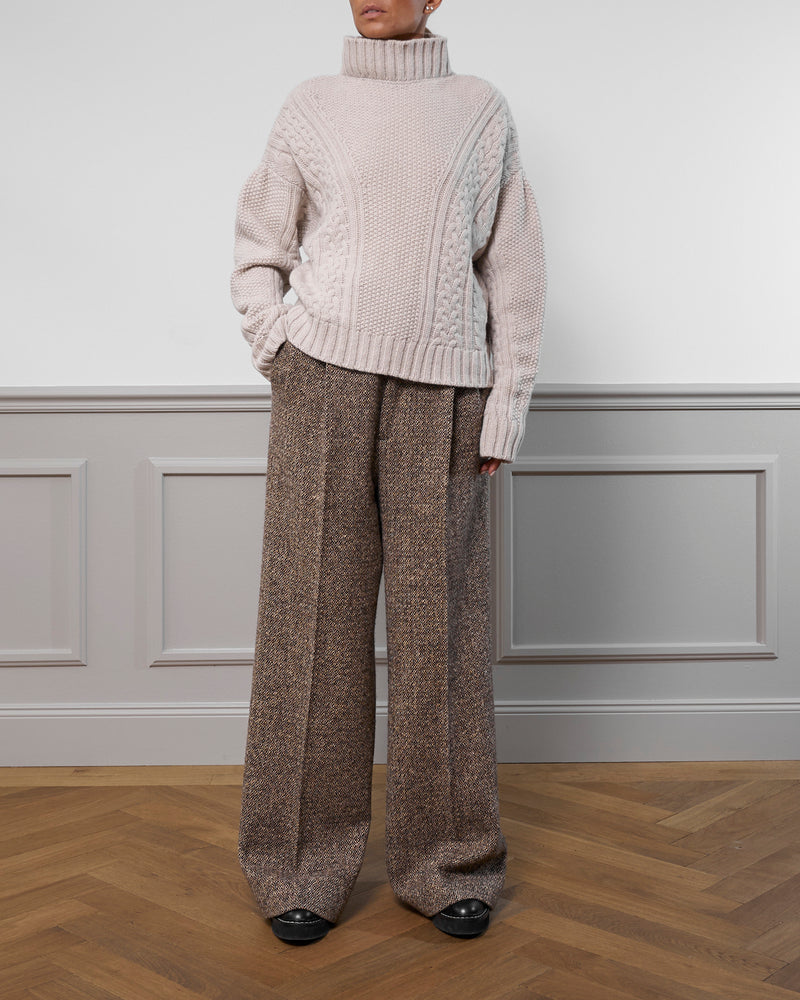Cable Knit Cashmere Sweater "Karen" - Offwhite