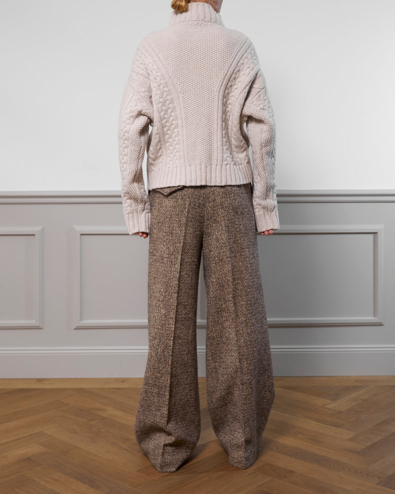 Cable Knit Cashmere Sweater "Karen" - Offwhite