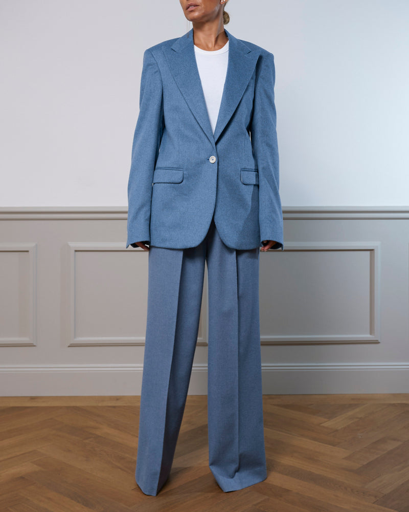 Virgin Wool Pants "Marlene" - Blue