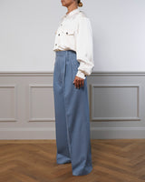 Virgin Wool Pants "Marlene" - Blue