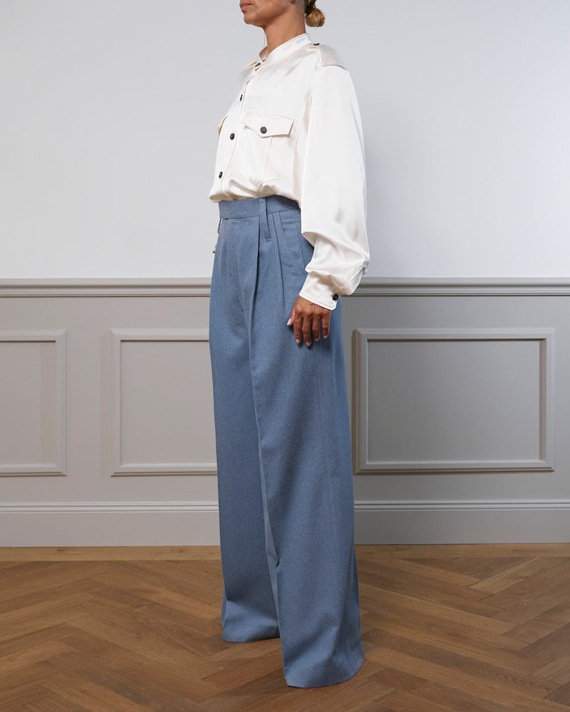 Virgin Wool Pants "Marlene" - Blue